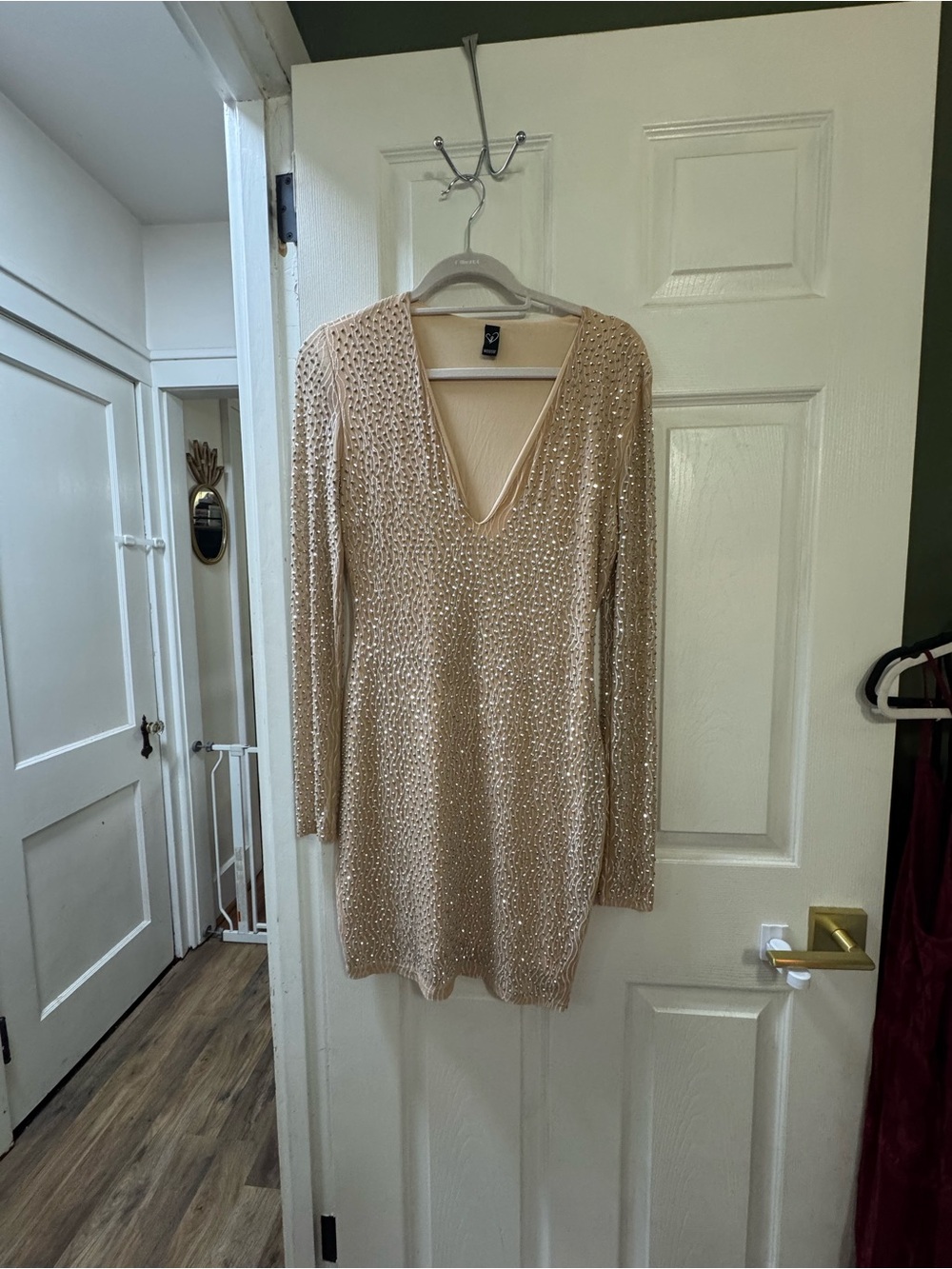 Windsor Champagne Sequin V‑Neck Mini Dress